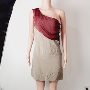 CHULETTE Single Shoulder Drape 100% Silk Dress Size: 6